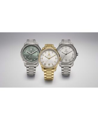 Women's Quartz Silver-Tone Stainless Steel with Crystals Bracelet Watch 36mm