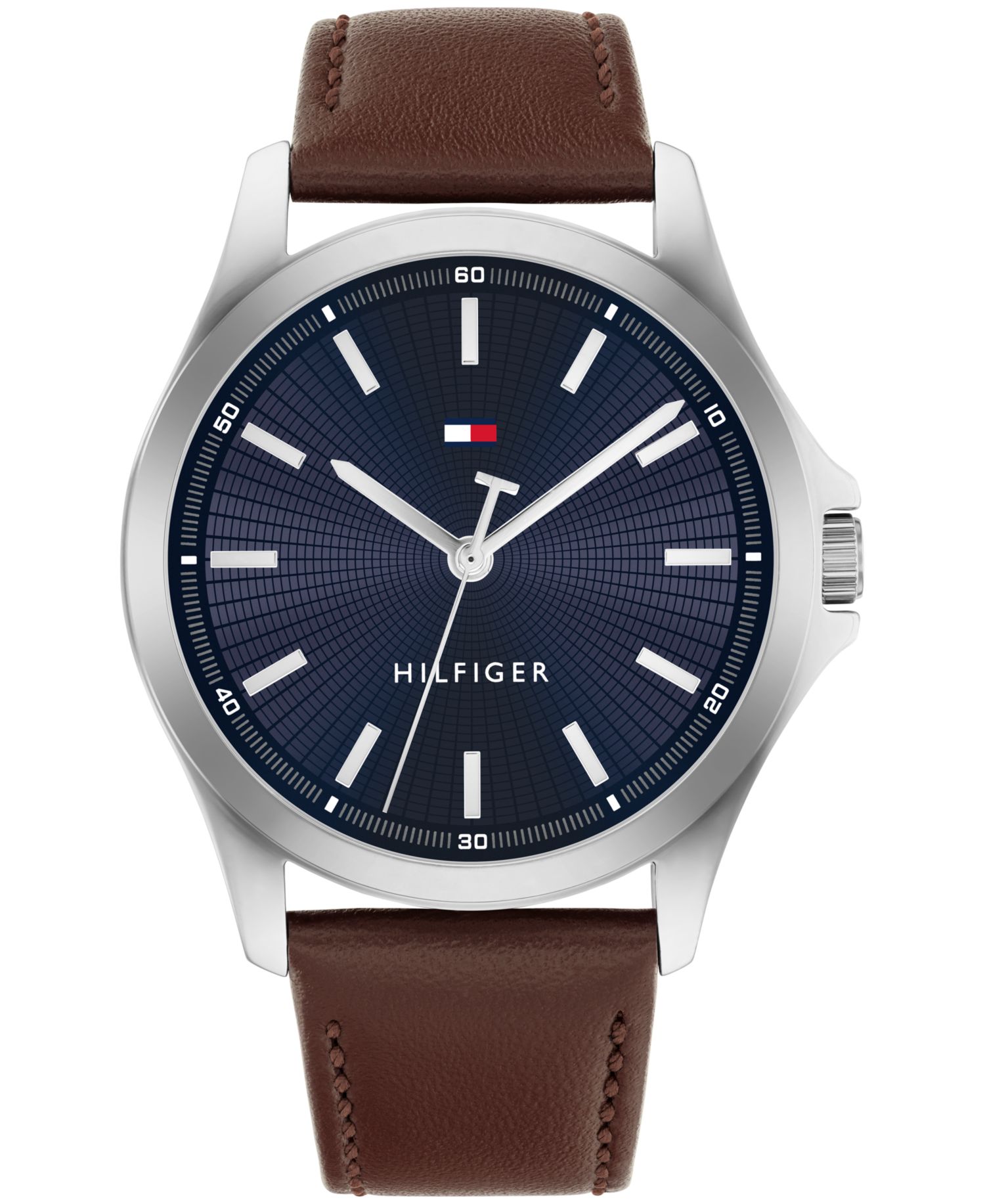 Men's Quartz Brown Leather Strap Watch 42mm