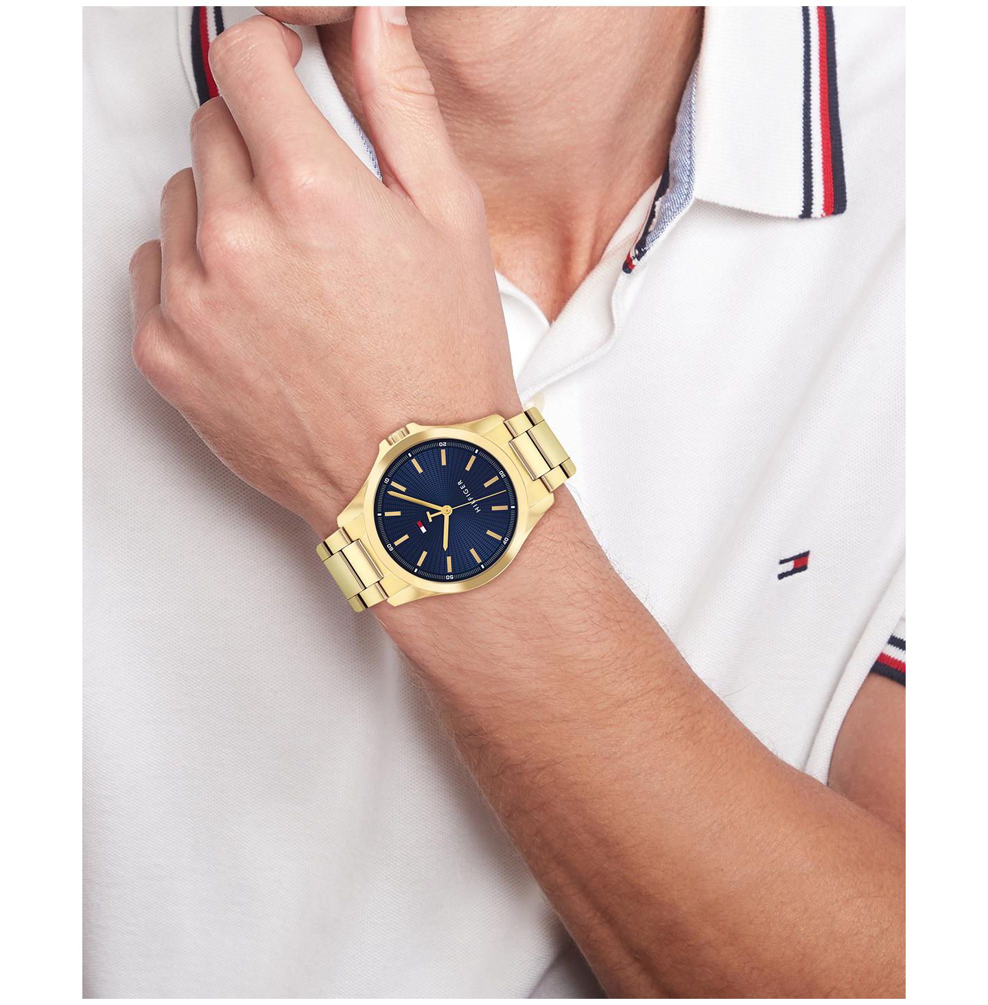 Мужские часы Tommy Hilfiger Quartz Gold-Tone Stainless Steel Bracelet Watch 42mm — фото 4