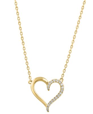 EFFY&reg; Diamond Heart 18" Pendant Necklace (1/8 ct. t.w.) in Sterling Silver or Gold-Plated Sterling Silver
