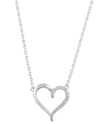 EFFY&reg; Diamond Heart 18" Pendant Necklace (1/8 ct. t.w.) in Sterling Silver or Gold-Plated Sterling Silver