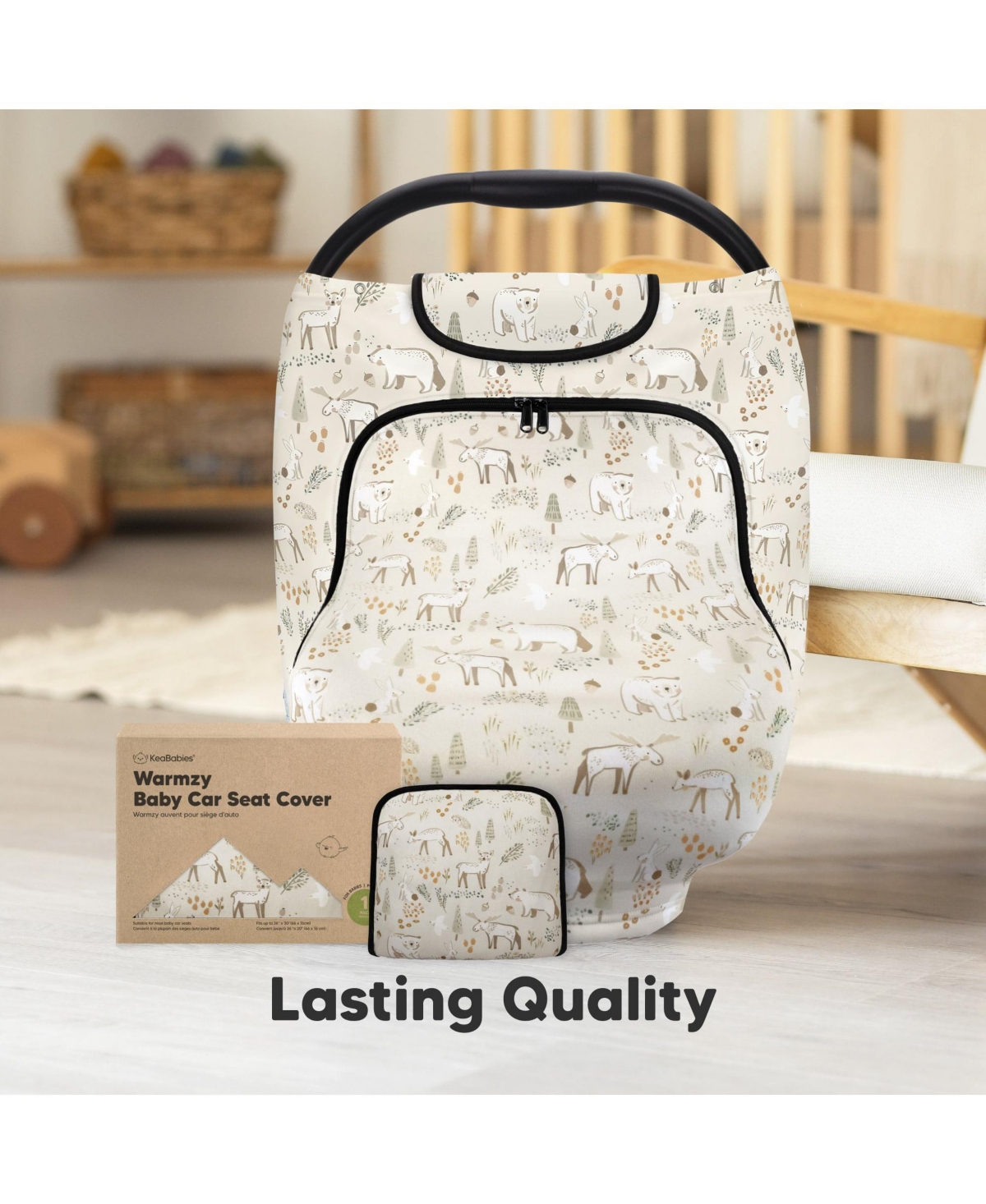 KeaBabies Warmzy Baby Car Seat Cover, Universal Stretch Fit Infant Carseat Covers for Babies, Winter Carseat Canopy