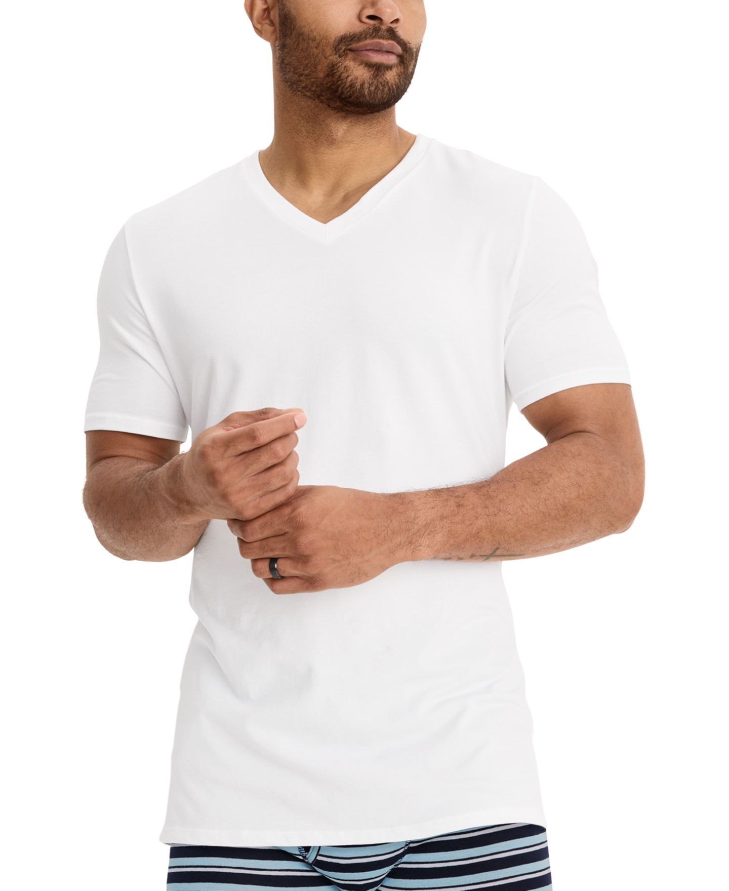 Мужские футболки Jockey Stretch Short-Sleeve V-Neck T-Shirts, Pack of 3, цвет: Белый — фото 2