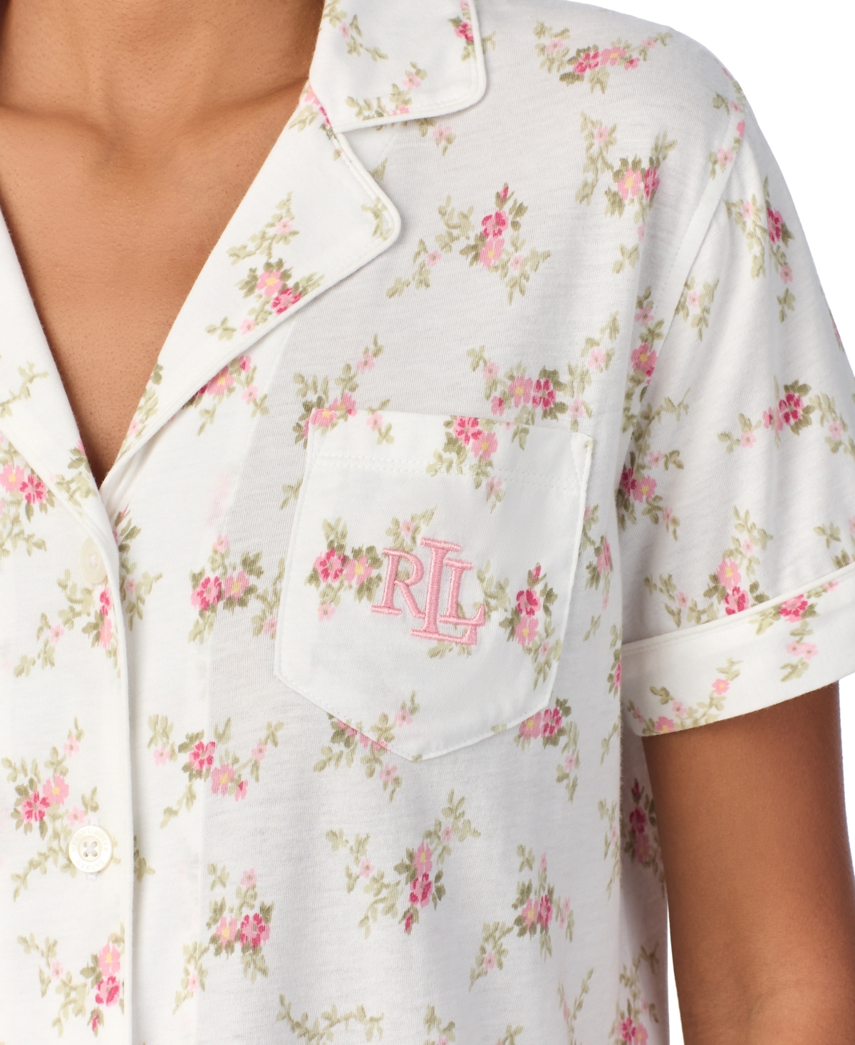 Lauren Ralph Lauren Petite Floral Notched-Collar Pajama Set