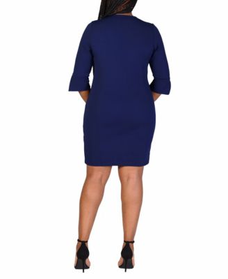 Plus Size Three Quarter Sleeve Mini Dress