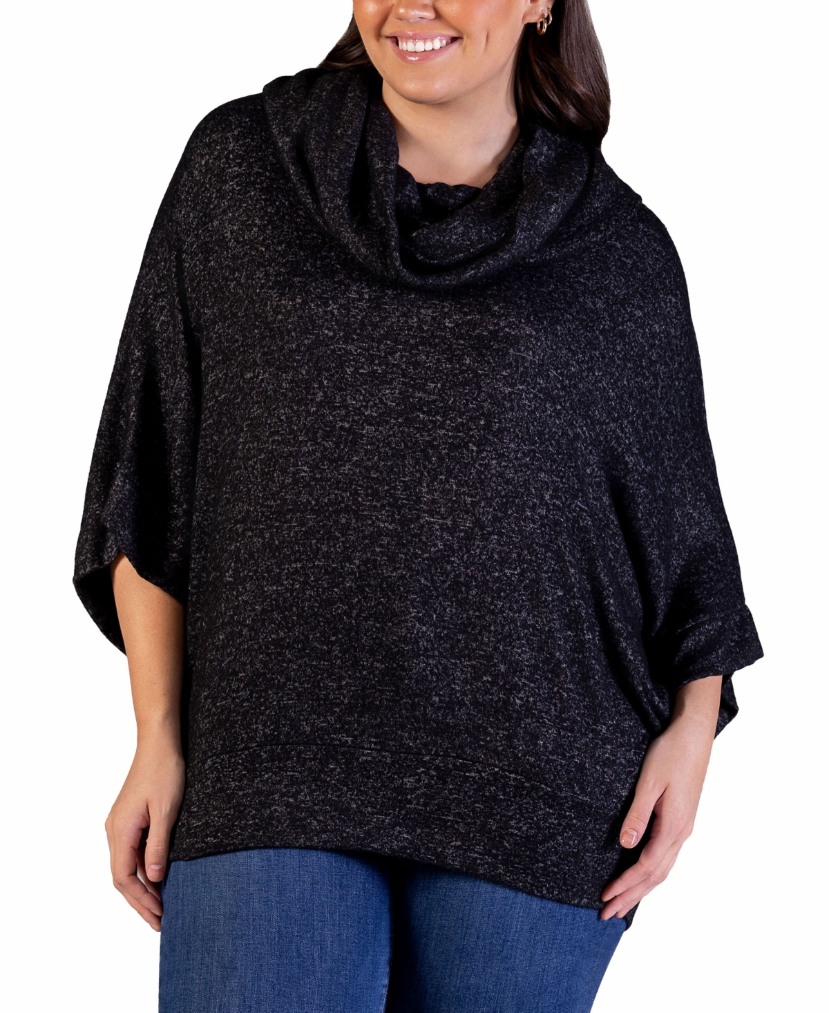 24seven Comfort Apparel Plus Size Cowl Neck Dolman Sleeve Top