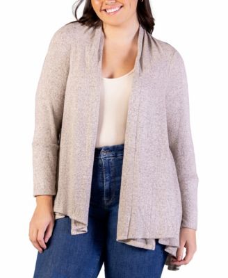 Plus Size Open Front Long Sleeve Cardigan Sweater