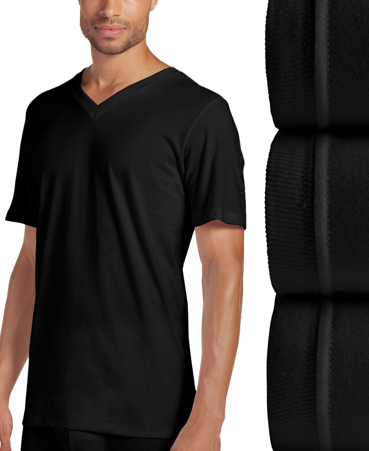 Мужские топы Jockey 3-Pack Classic V-Neck Undershirts, цвет: Чёрный — фото 5