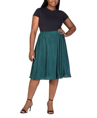 Plus Size Elastic Waistband Party Midi Skirt