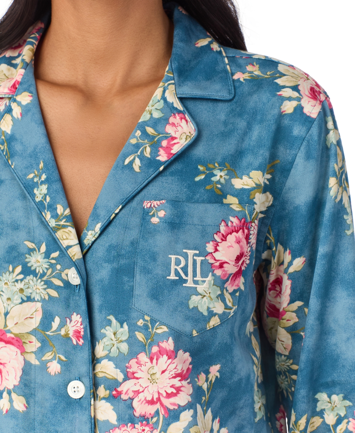 Lauren Ralph Lauren Women's Floral Notched-Collar Pajama Set