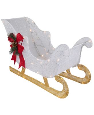 30.25" LED Lighted Glittery White Sleigh Outdoor Christmas Decoration
