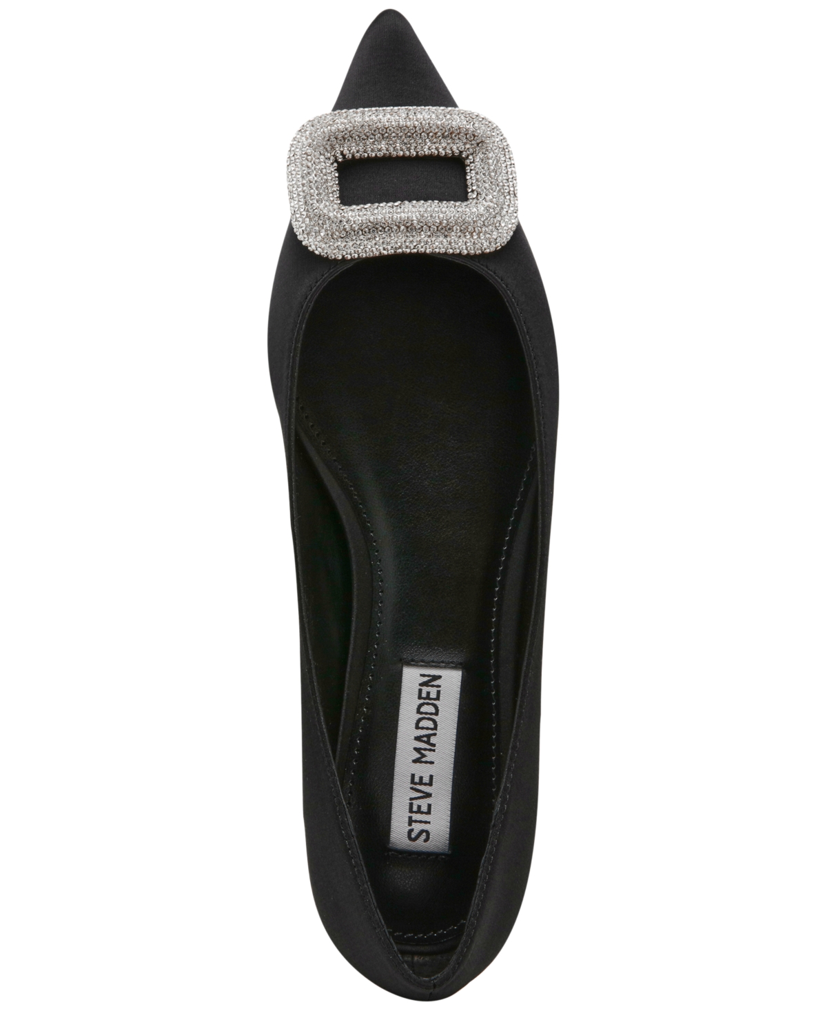 Steve Madden Tink Pointed Toe Flat In Black Satin