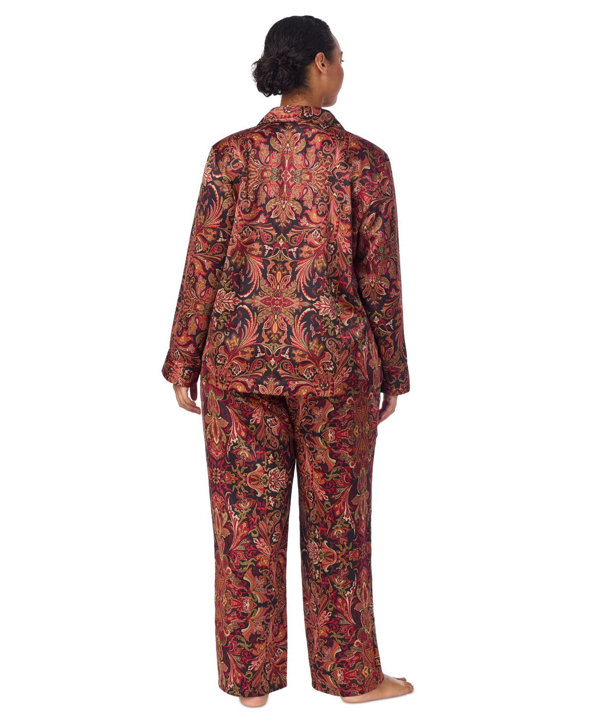 Lauren Ralph Lauren Plus Size Satin Notched-Collar Pajama Set