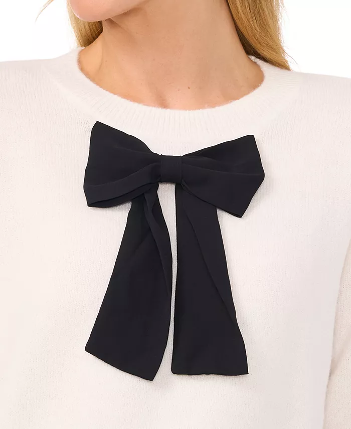Women's Bow-Trim Crewneck Sweater - thumbnail 2