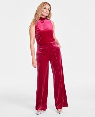 INC International Concepts Women's Velvet Wide Leg Paperbag Pants Black Size X-Small