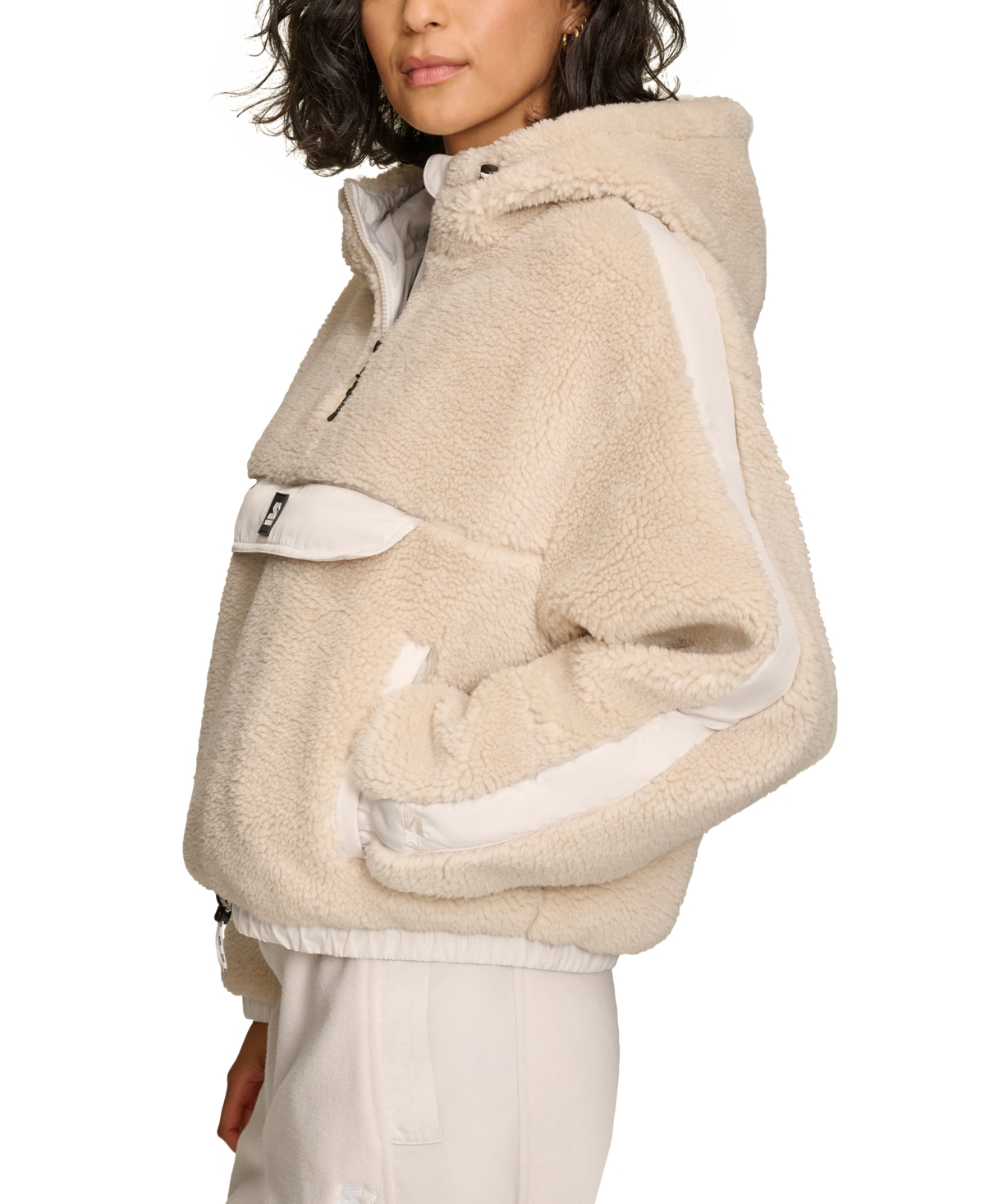 Shop Starter Women's 1/4-zip Sherpa Pullover Hoodie In Sand