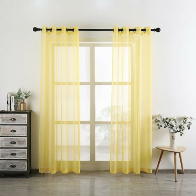 2 Piece Designer Sheer Voile Grommet Top Window Curtains