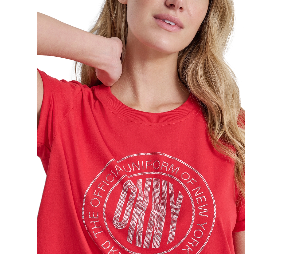 Dkny Sport Women's Rhinestone Medallion Knot T-Shirt