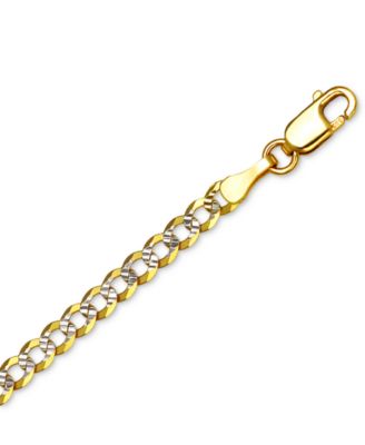 24" Two-Tone Open Curb Link Chain Necklace (3-1/6mm) in Solid 14k Gold & White Gold