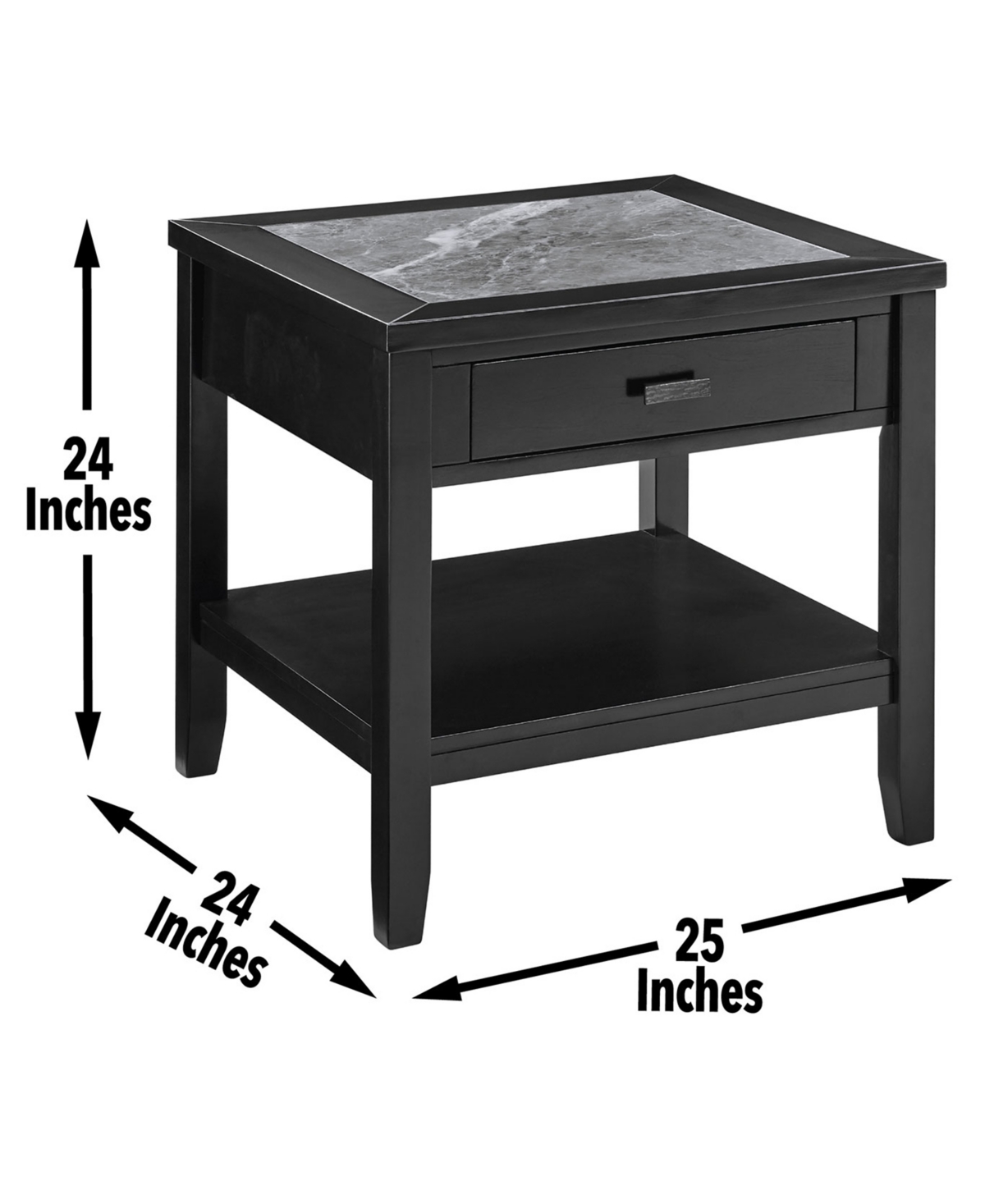 Macy's Garvine 25" Wood End Table In Black