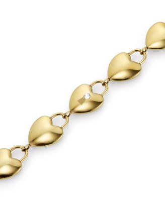 Women's Locked Heart Gold Plated Bracelet