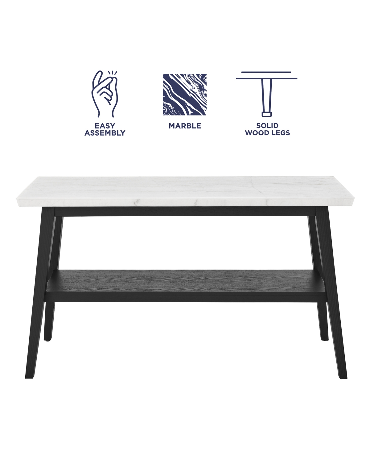 Macy's Mabell 30" Wood Sofa Table In Black