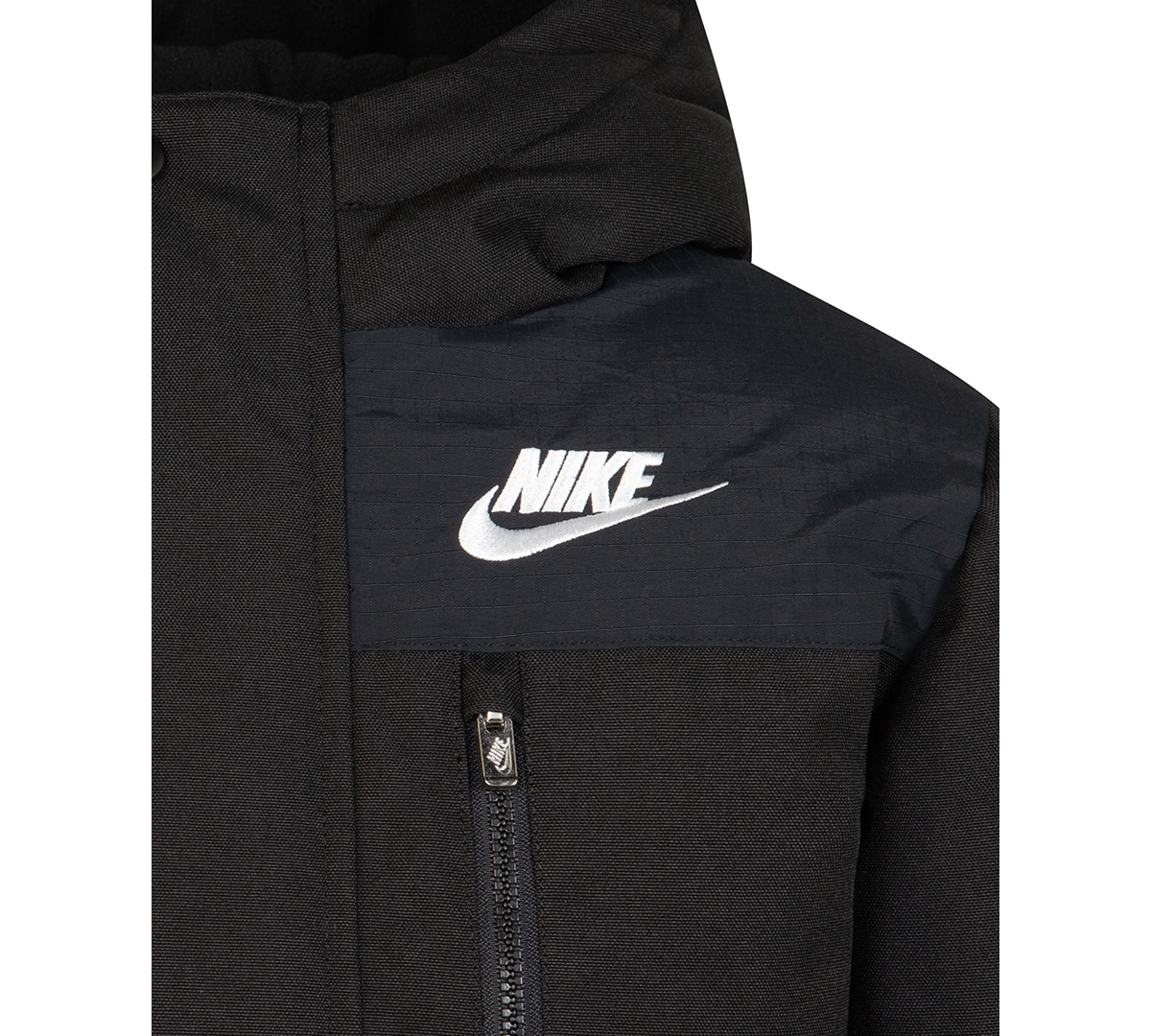 Nike Little Boys Outdoor Woven Hooded Colorblocked Jacket In Black