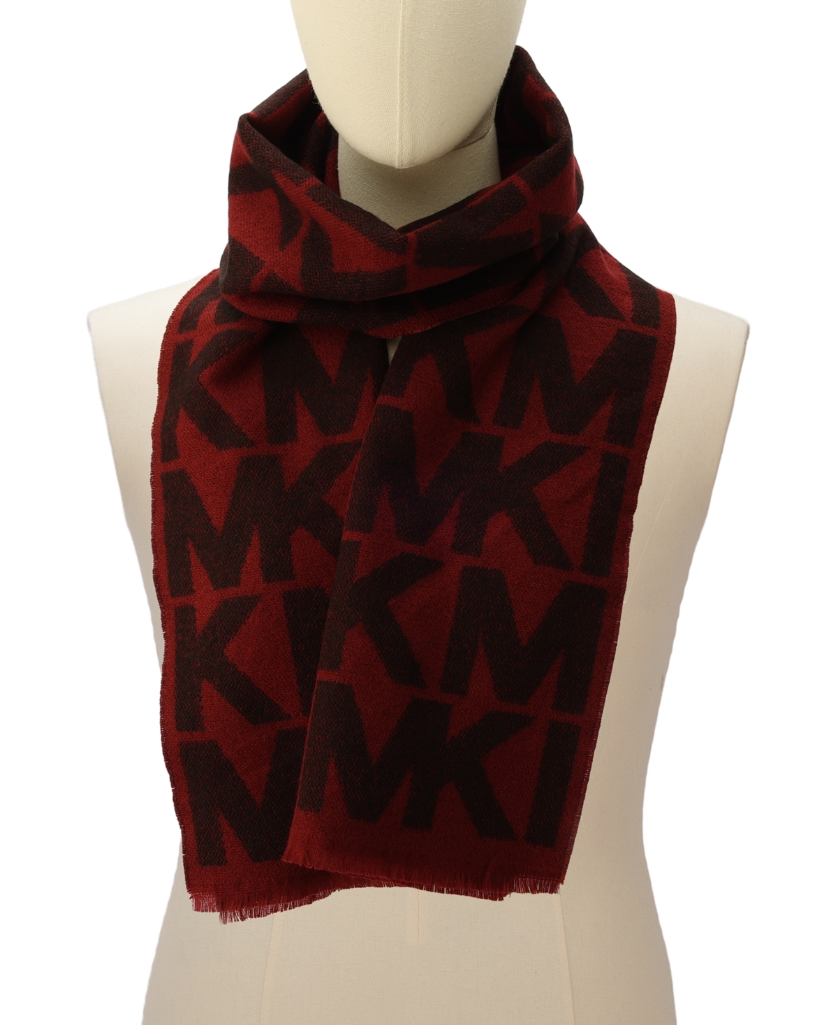 Michael Kors Men s Giant Mk Logo Scarf Deep Red Smart Closet