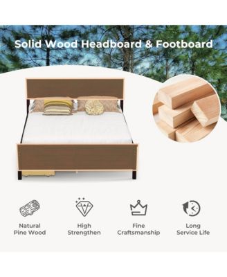 Full Size Wooden Bed Frame with 2 Storage Drawers & Under-bed Storage Espresso