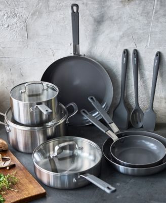 X Bobby Flay Stainless Steel Uncoated Nonstick 12-Piece Cookware Set