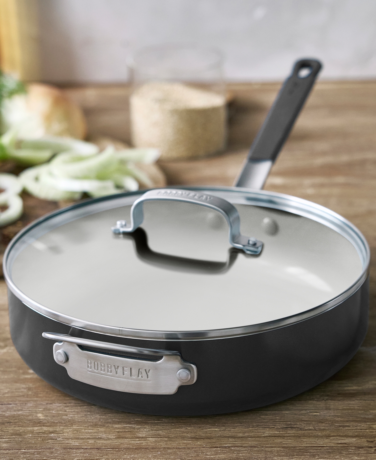 Greenpan X Bobby Flay Professional Grade Ceramic Nonstick 4.5-quart Saute Pan With Lid In Black