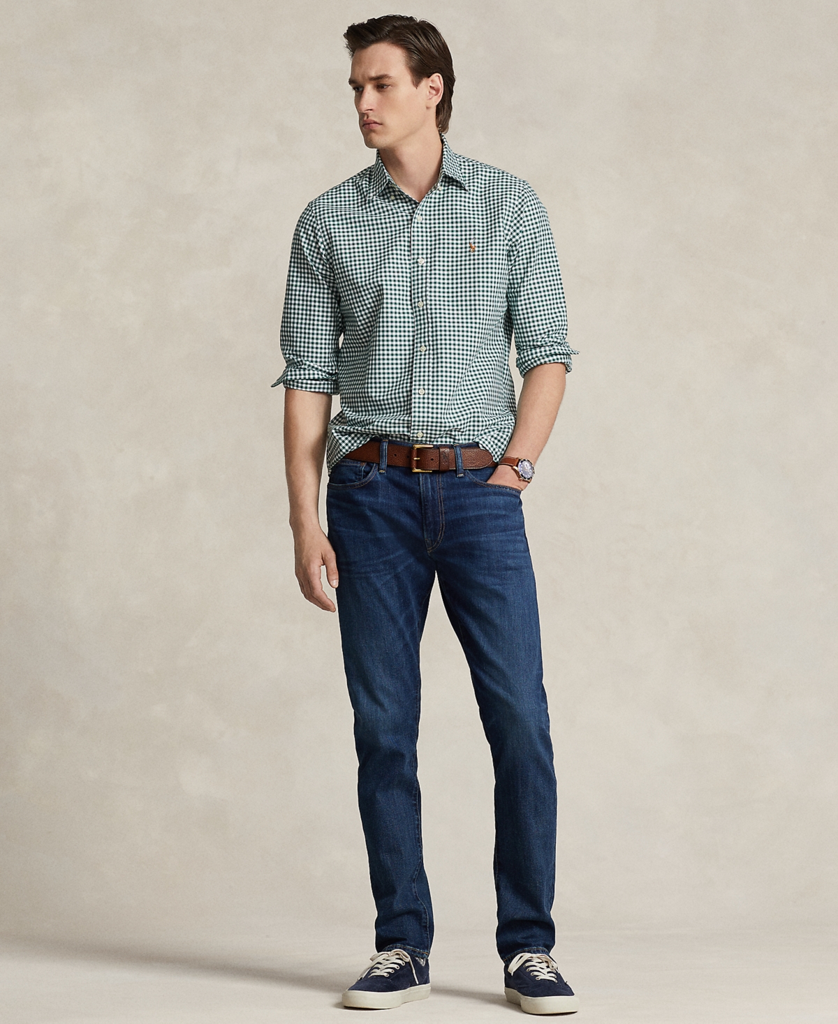 Polo Ralph Lauren Classic Fit Plaid Oxford Button Down Shirt In Pine,white