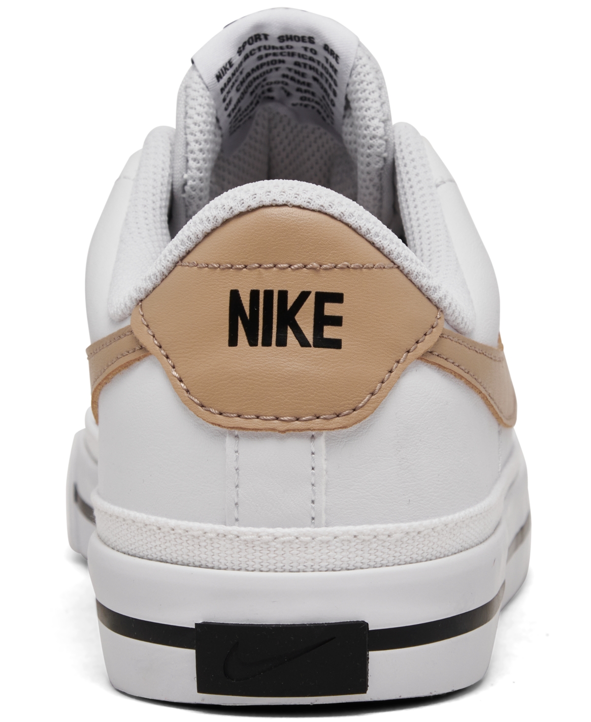 Nike Big Kid's Court Legacy Casual Sneakers From Finish Line In White,hemp