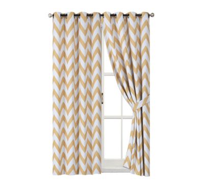 2 Pack Room Darkening Juvi Chevron Grommet Top Window Curtains With Tiebacks