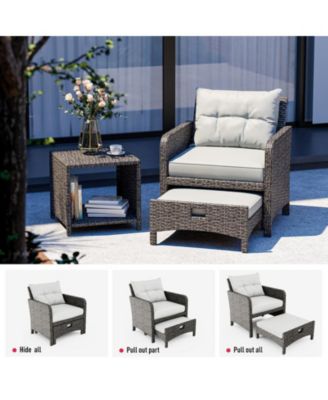 5-Piece Wicker Patio Conversation Set with Cushions