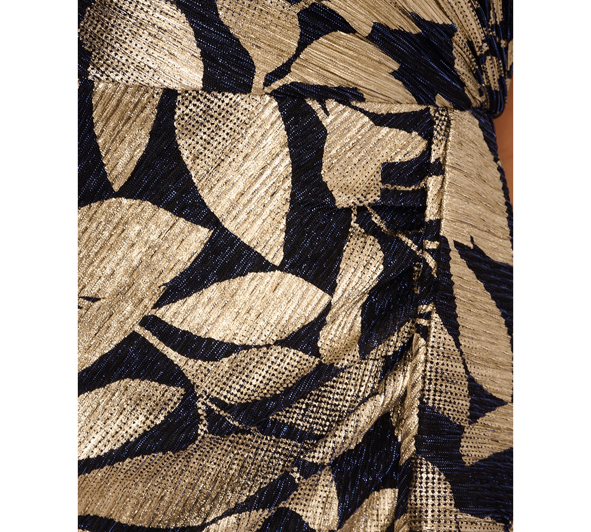 ADRIANNA PAPELL PETITE FOIL-PRINT ASYMMETRIC GOWN 