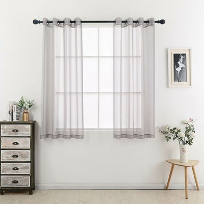 2 Piece Designer Sheer Voile Grommet Top Window Curtains