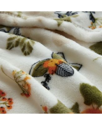 Harvest Time Autumn Floral Give Thanks Ultra Soft & Plush Oversized Accent Throw Blanket