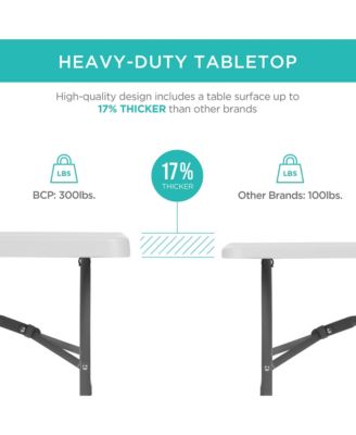 8ft Plastic Folding Table, Indoor Outdoor Heavy Duty Portable w/ Handle, Lock for Picnic