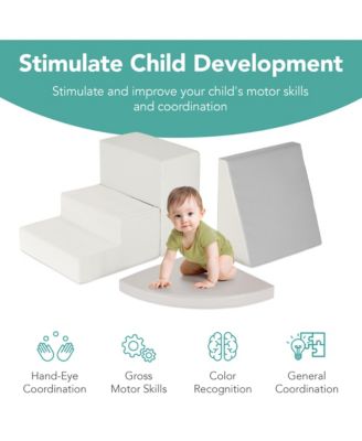4-Piece Kids Climb & Crawl Soft Foam Block Playset Structures for Child Development