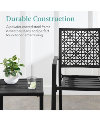 3-Piece Stackable Patio Bistro Set, Outdoor Chat Furniture w/ 2 Chairs, Table