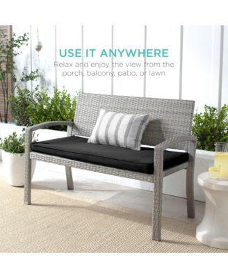 2-Person Wicker Frame 700lb Capacity Cushion Outdoor Patio Garden Bench