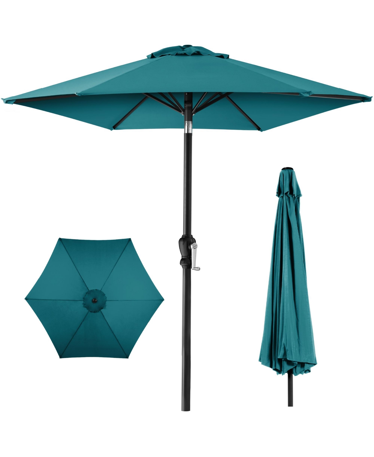 Best Choice Products 10ft Outdoor Steel Market Patio Umbrella w/ Crank, Tilt Push Button, 6 Ribs