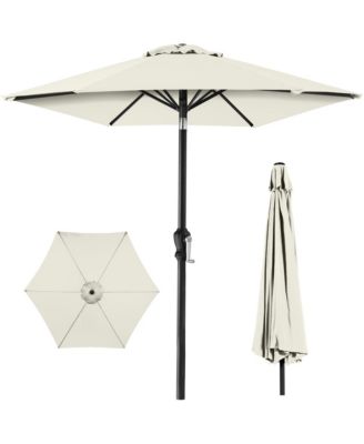 10ft Outdoor Steel Market Patio Umbrella w/ Crank, Tilt Push Button, 6 Ribs