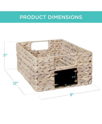 Set of 4 12in Woven Water Hyacinth Pantry Baskets w/ Chalkboard Label, Chalk Marker