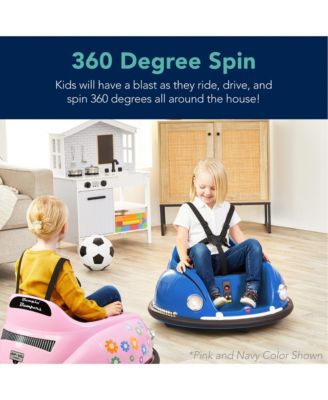 6V Kids Ride On Bumper Car Toy w/ Remote Control, Harness, Lights, 360 Degree Spin