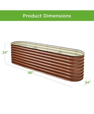 8x2x2ft Metal Raised Garden Bed, Oval Outdoor Planter Box w/ 4 Support Bars
