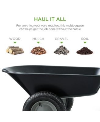 Dual-Wheel Home Wheelbarrow Yard Garden Cart for Lawn, Construction