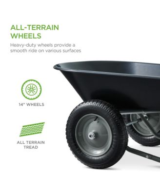 Dual-Wheel Home Wheelbarrow Yard Garden Cart for Lawn, Construction