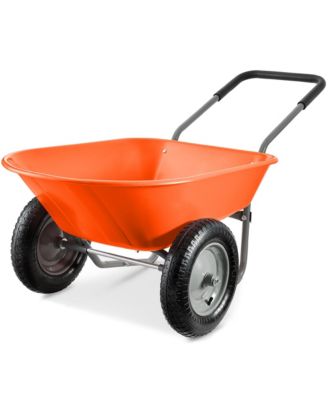 Dual-Wheel Home Wheelbarrow Yard Garden Cart for Lawn, Construction